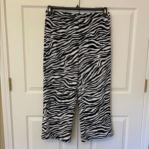 NDI Women’s Black White Zebra Print Wide Leg Pants Size XL